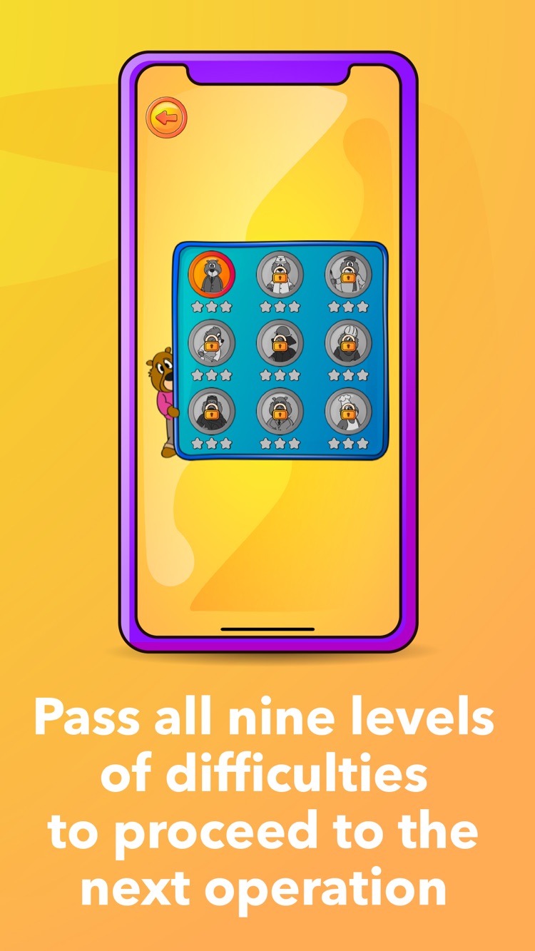 Color Maths: pass all nine levels of difficulty to proceed to the next operation